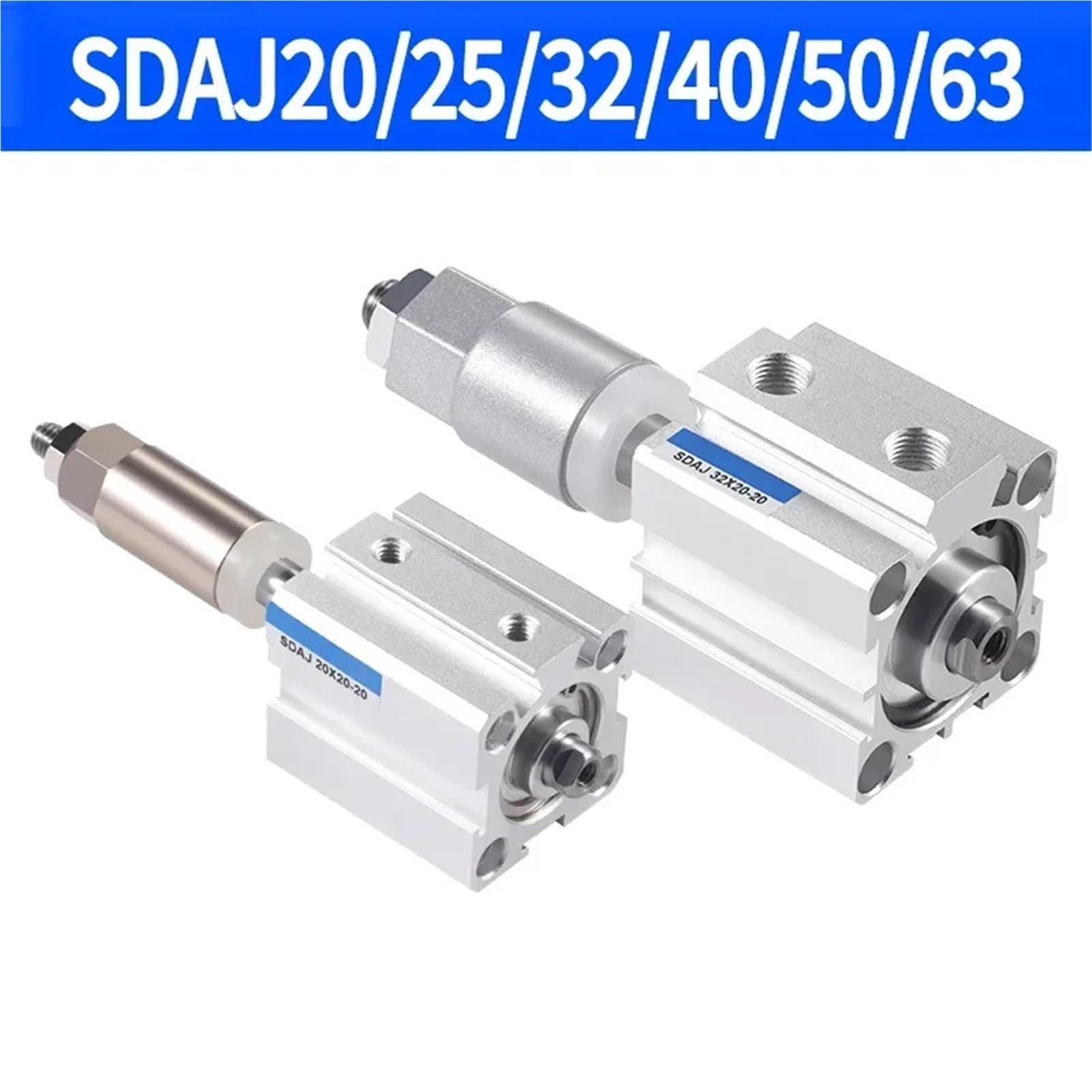 SDAJ20/25/32/40/50/63 tłok dwustronnego działania ze stopu aluminium regulowany skok kompaktowy cienki pneumatyczny cylinder pneumatyczny (skok 30-20 mm-S, otwór 32 mm)