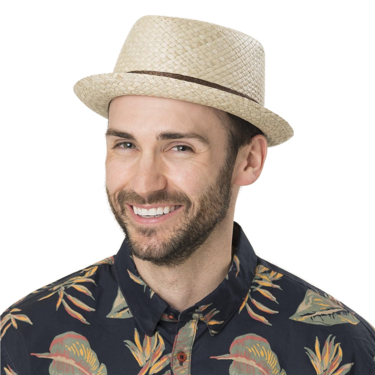 SOMBREROSHOP Diamond Nature Sombrero Pork pie de Paja con Cordon Decorativo Unisex Primavera Verano