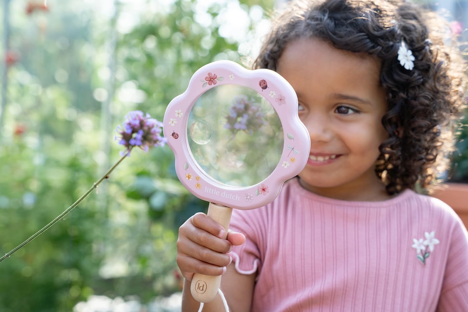 Little Dutch 9100 Wooden Magnifying Glass for Children Fairy Garden Pink