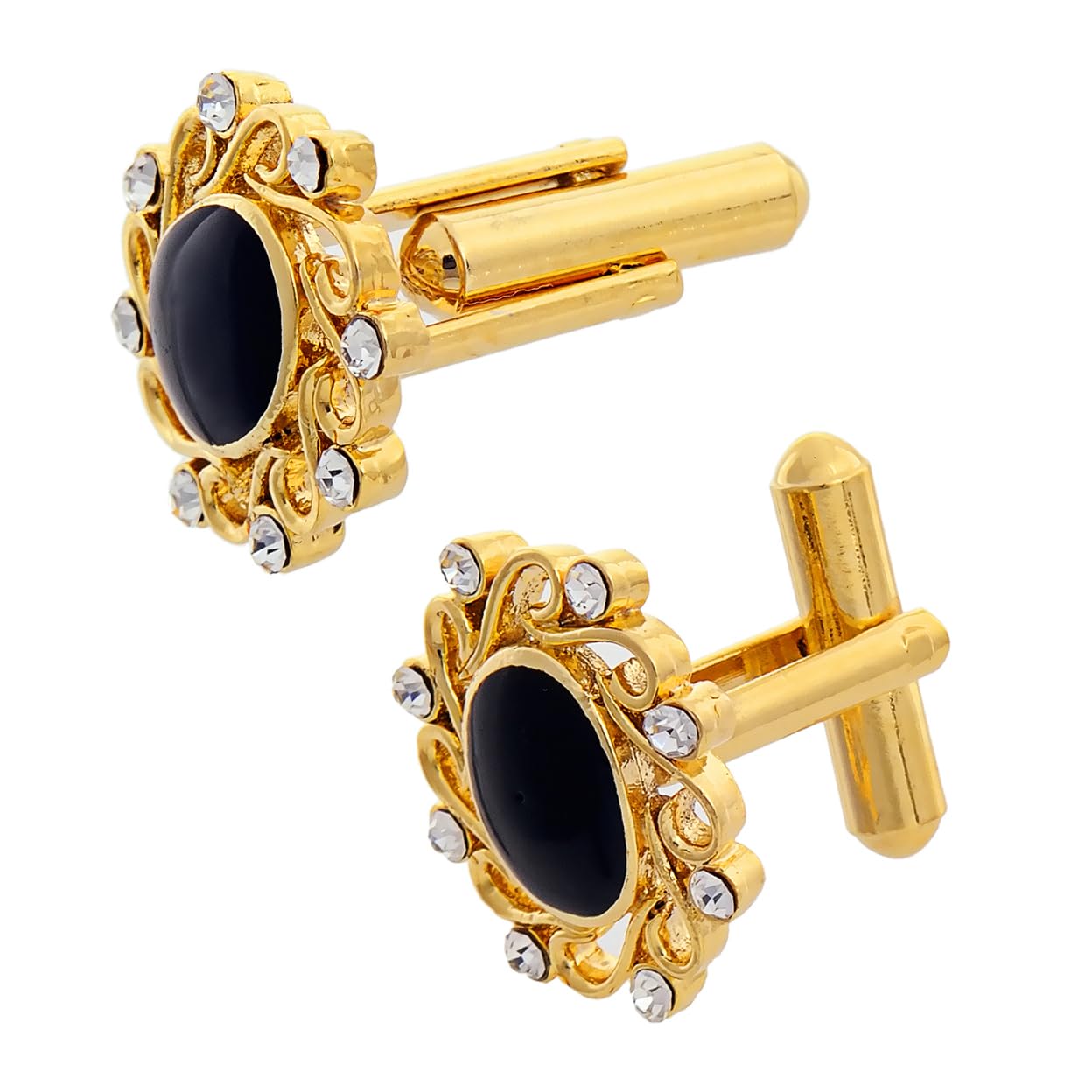 Lucky Jewellery Unique Men Jewelry Black Color in White Color Stone Gold Plated Sleeve Button Formal Cuff Button Wedding Shirt Button, Suit, Blazer Cufflink Pair Gift Set For Men (205-M4C4-A5849-W-BL) (B07MRGH644) Amazon Price History, Amazon Price Tracker
