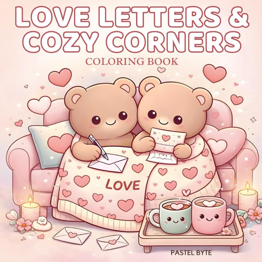 Love Letters & Cozy Moments: An Adorable Easy Bold Valentine Coloring Book for Kids, Teens & Adults