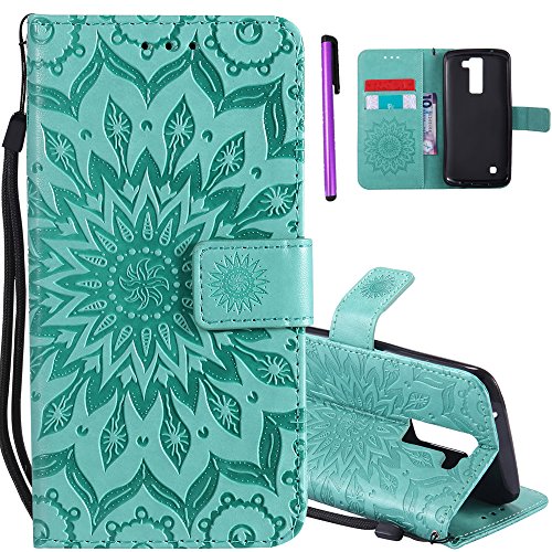 Isadenser Lg K7 Case Lg Tribute 5 Case [Wallet Stand] As Gift With Shockproof Credit Card Holder Flip Magnetic Closure Protection New Pu Leather Wallet Case Cover For Lg Tribute 5 Green Sunflower #TOP20