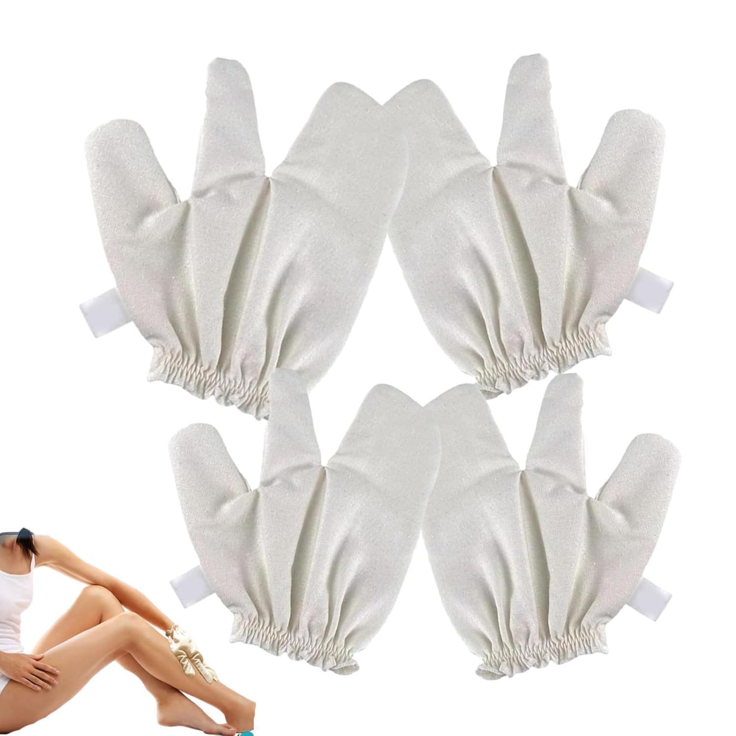 2Pcs Garshana Gloves Raw Silk Massage Gloves, Raw Silk Exfoliating Shower Glove with Elastic Wrist Bands, Non-Irritating Bath Mitts Glove for Bathing Massage for Body Face for Men & Women (2 Pairs)