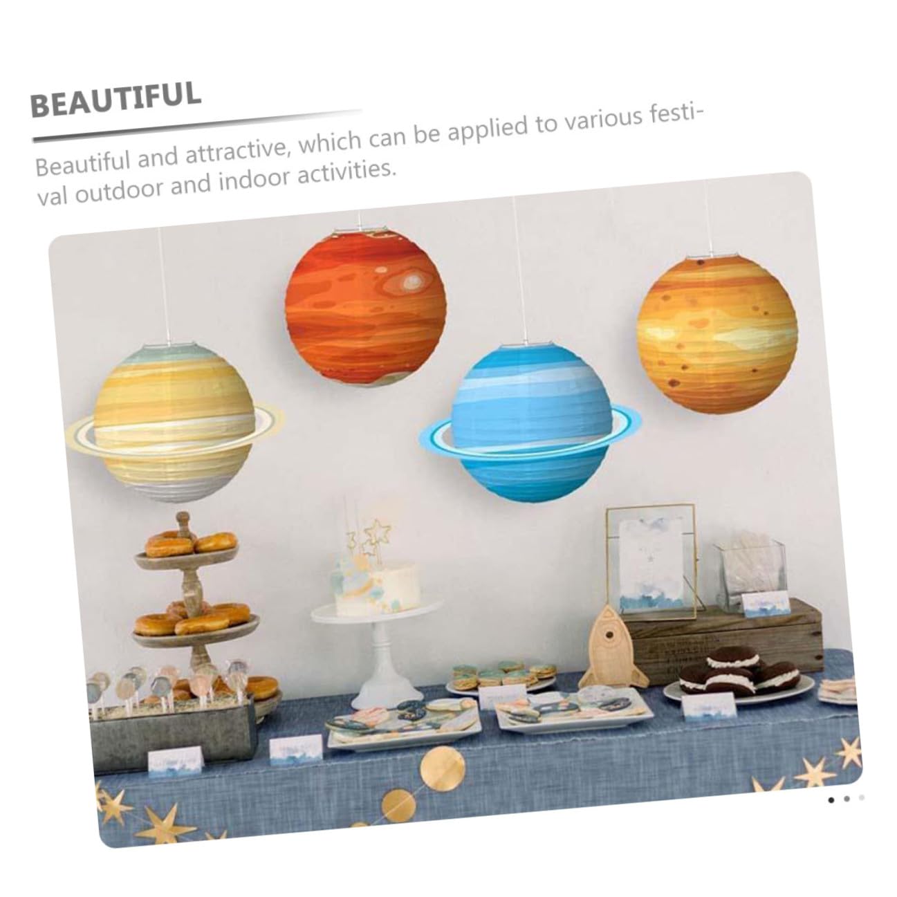 GLEAVI 8 Stück Weltraum Party Deko Hängende Planeten Papierlaternen in Braun Rot Blau Gold Raum Laternen für Kindergeburtstag Klassenzimmer Weltraum Themenparty