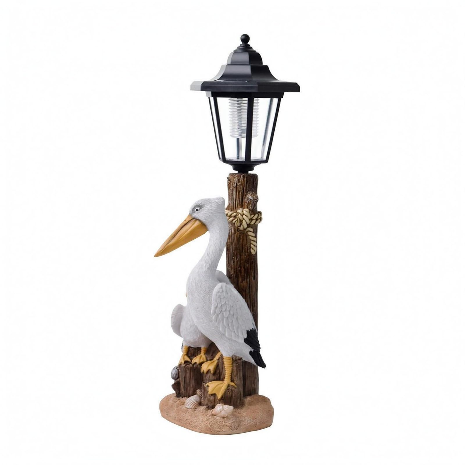 warm radiance solar garden lantern resin-style outdoor solar lantern for yard, balcony, pelican