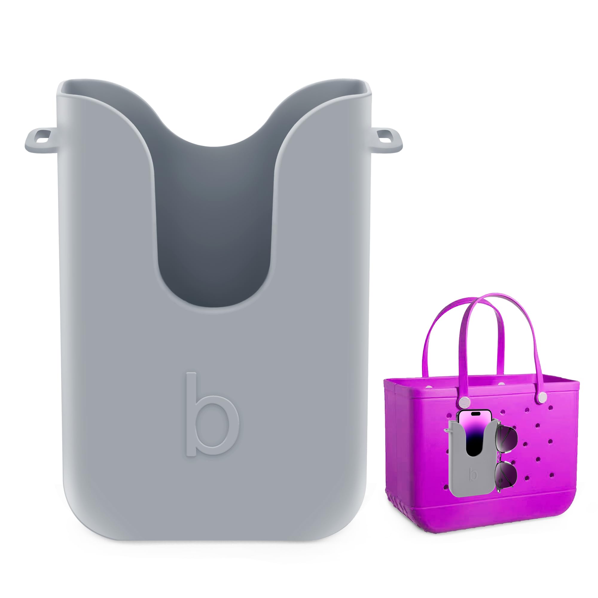 Silicone Phone Holder for Bogg Bags, Compatible Phone Case Attachment, Beach Tote Bag Accessory – Ideal Phone Holder for Bogg & Similar Beach Bags (Gray)