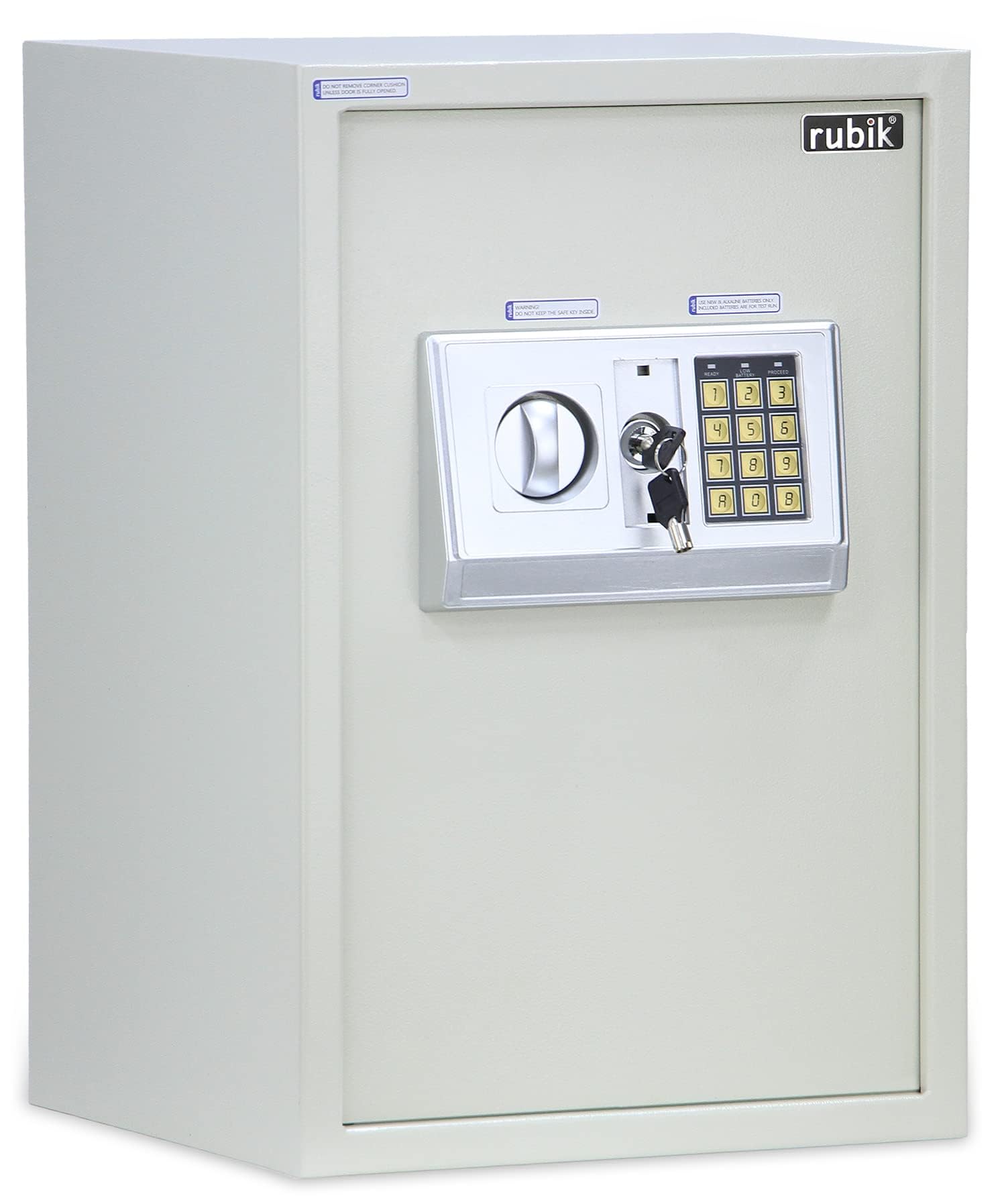 Rubik Safe Box Large for Home Office with Digital Combination Lock and Emergency keys Protects Money Documents Jewelry (Size 50x35x30cm) Off White