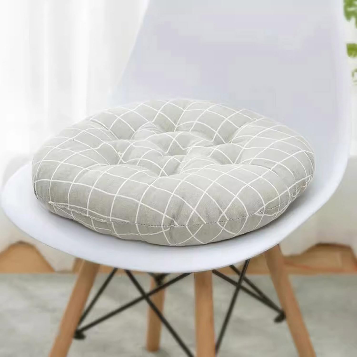 Coussins De Chaise Épais Ronds Lot De 4 - 50x50cm Coton Lin - Confort Salle à Manger Bureau Jardin