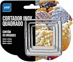 Tuut Linha Confeito Cortador Inox Quadrado com 3 peças.