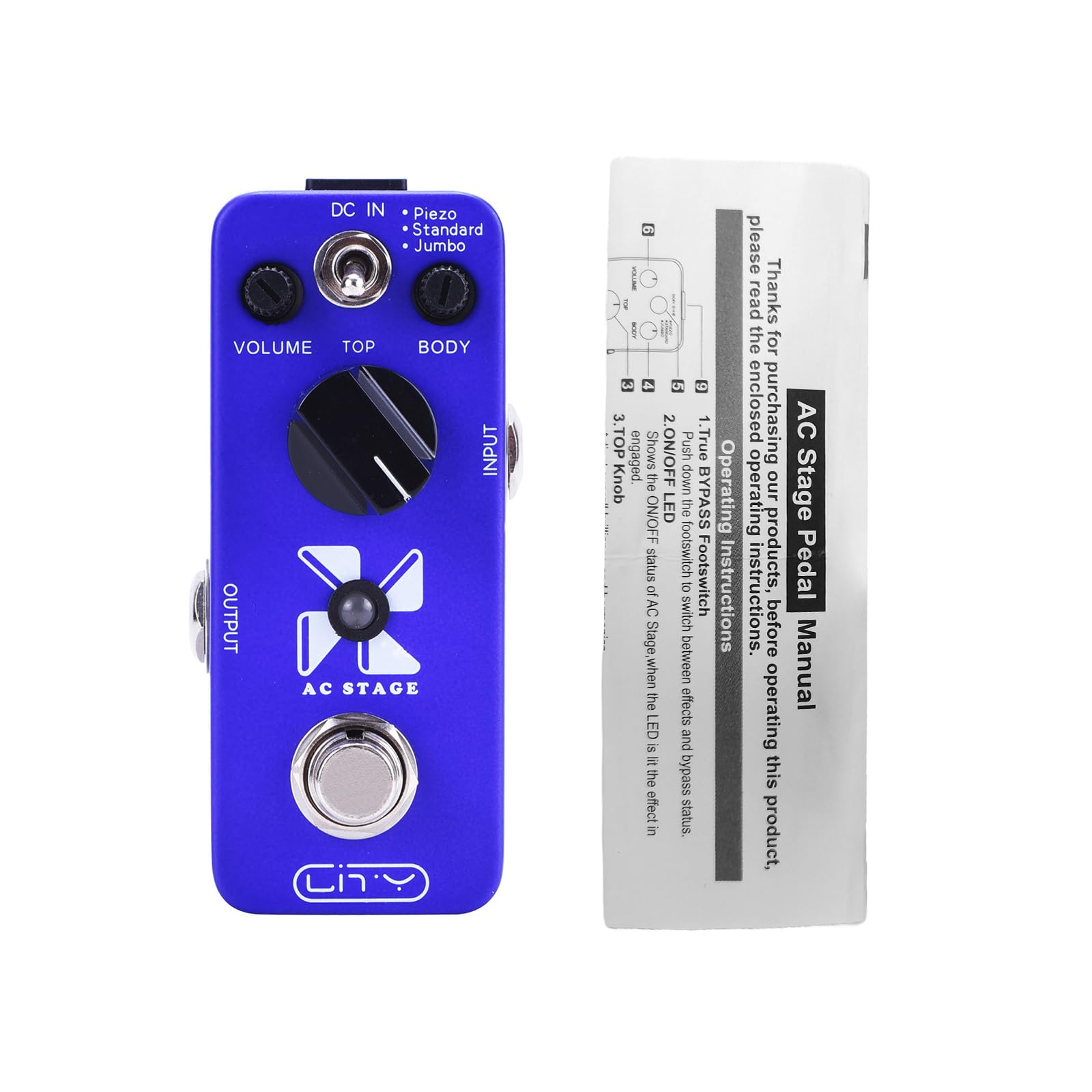 Simulador acústico Efecto de guitarra Pedal CA Etapa de guitarras eléctricas Efecto Pedal 3 Modos Piezo Estándar Jumbo para la conversión de sonido de guitarra