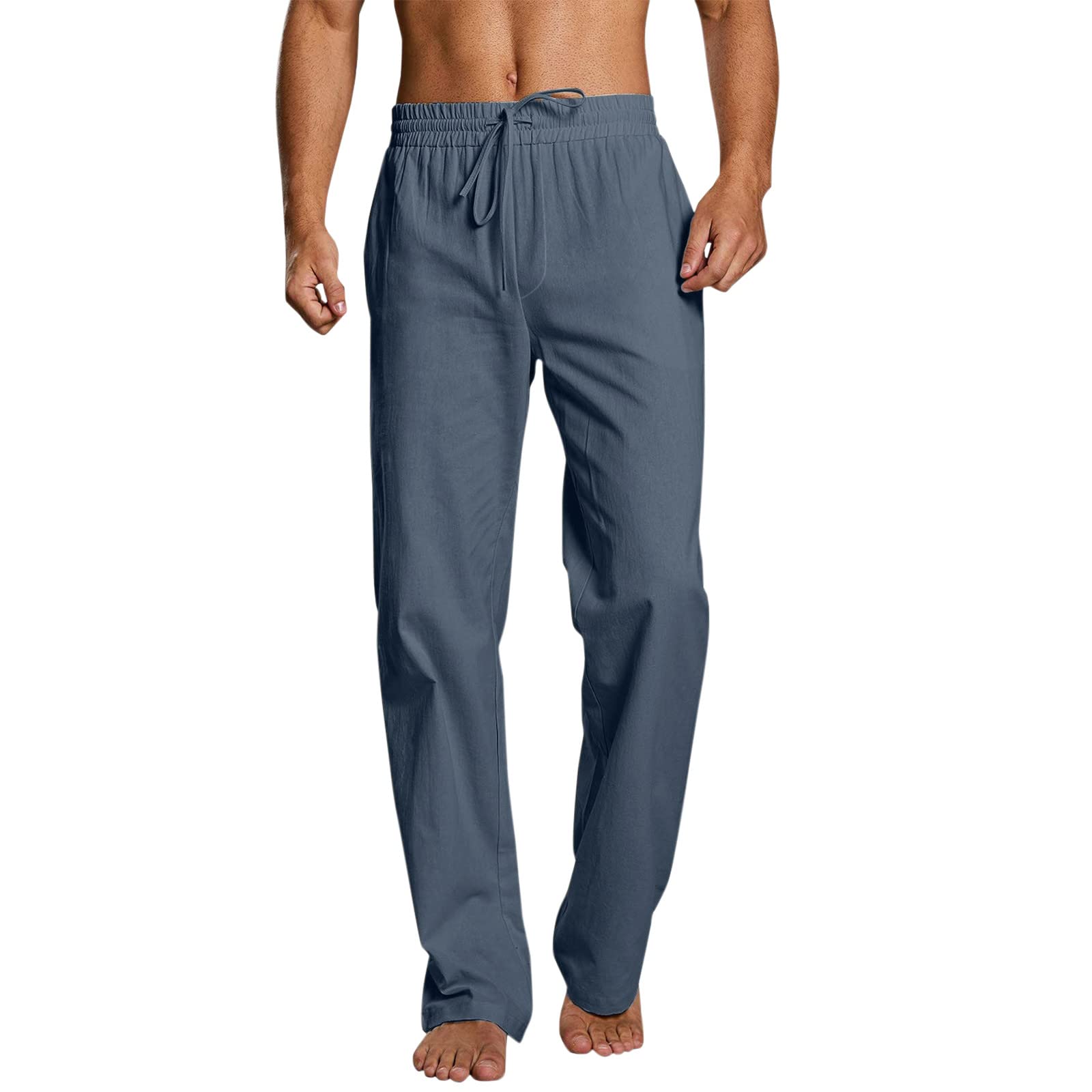 Pantaloni Harem Uomo In Cotone E Lino Classico Leggeri Pantaloni Casual Spiaggia Yoga Larghi Pantaloni Estivi Taglie Forti Coulisse Pantaloni Tuta