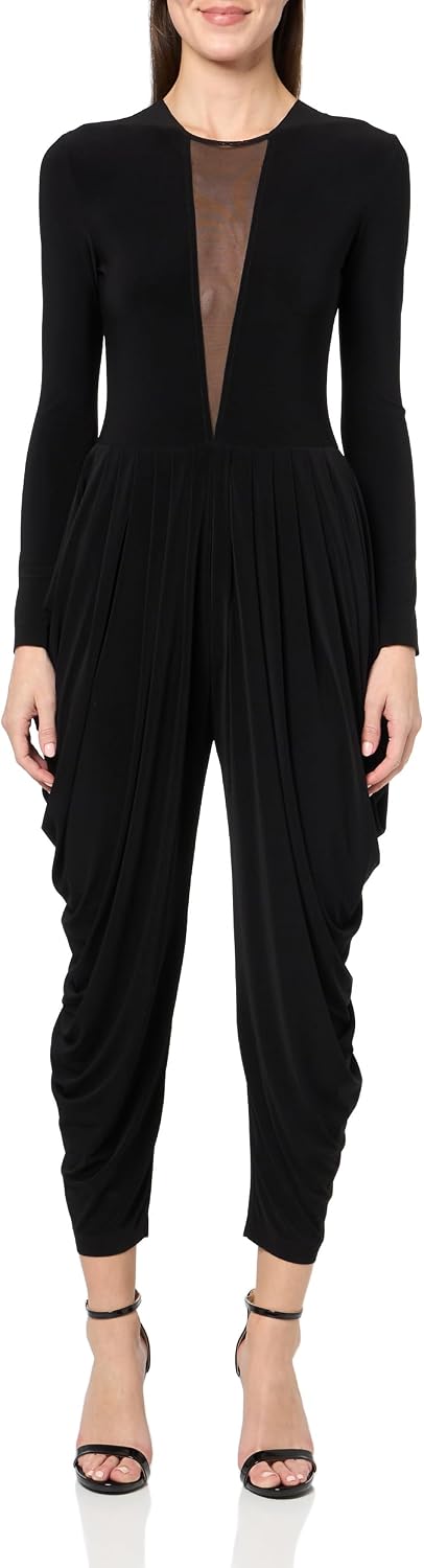Norma Kamali Women's Waterfall Jumpsuit W/Mesh Insert