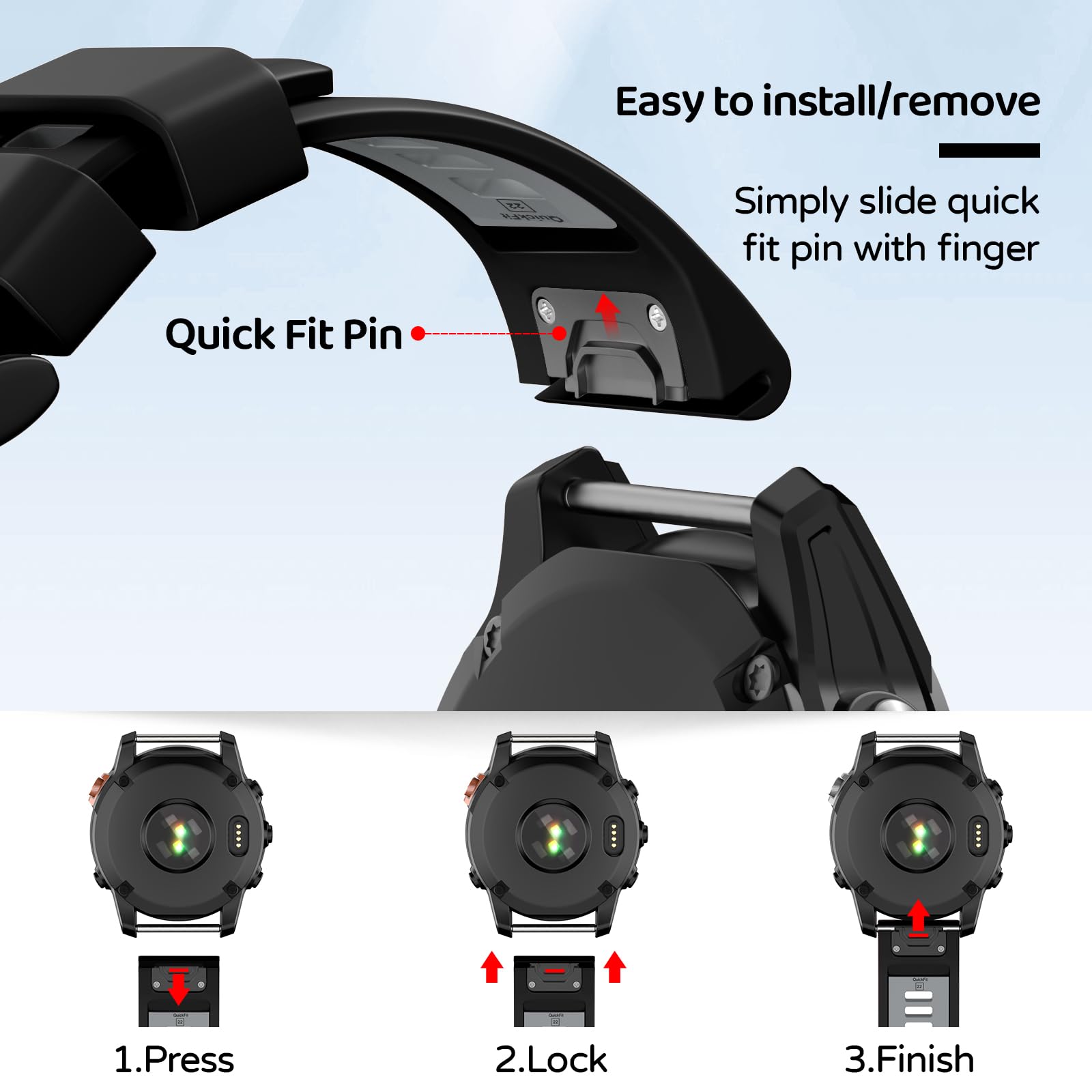 U-LIMVE Watch Strap for Garmin Fenix 8 47mm/Fenix E/Fenix 7/Fenix 7 Pro/Fenix 6/Fenix 6 Pro/Fenix 5/Epix Pro 47mm - Image 2