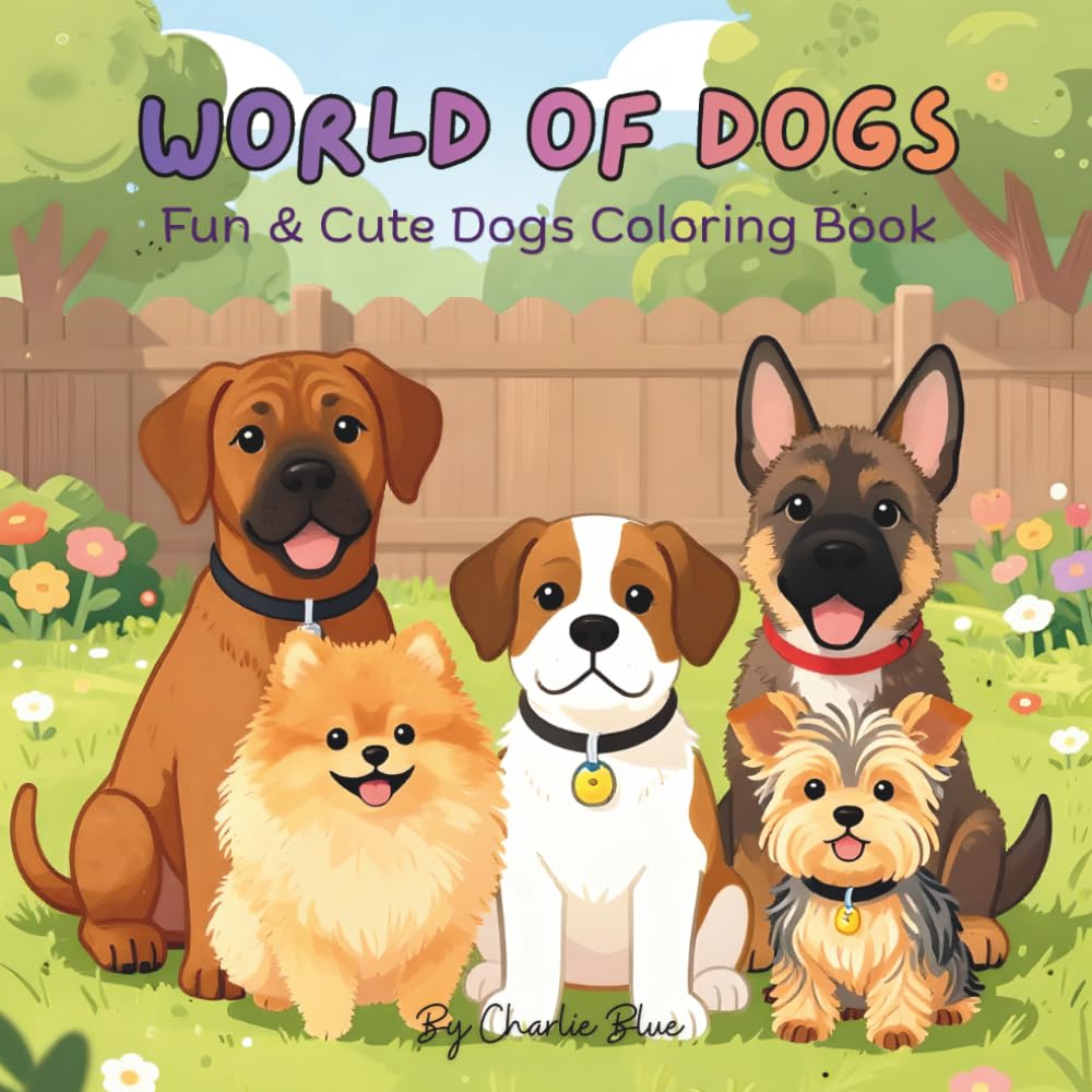 World Of Dogs: Fun & Cute Puppies Coloring Book