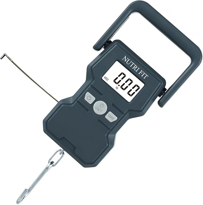 NUTRI FIT Luggage Weight Scale 110lb Hanging Luggage Scale for Suitcase | 0.1lb Precision, Max 110lb, 3.3ft Tape Measure, Backlit Screen, Lock Data, Large Hook, Ergonomic Grip, Portable Fishing Scale