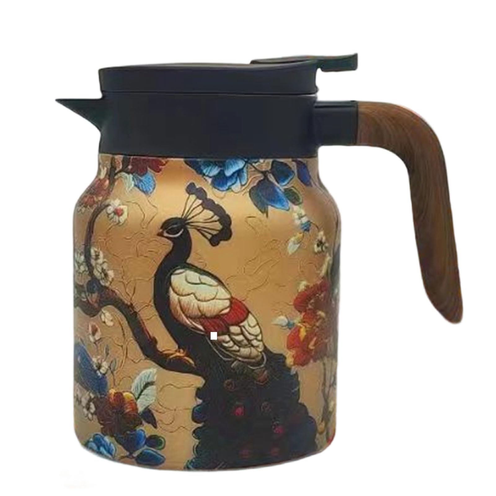 Xjdzineq Large Capacity 1000ml Thermal Teapot with Wooden Grip and Premium Stainless Steels Infuser for Steeping Teas Teapot with Strainer