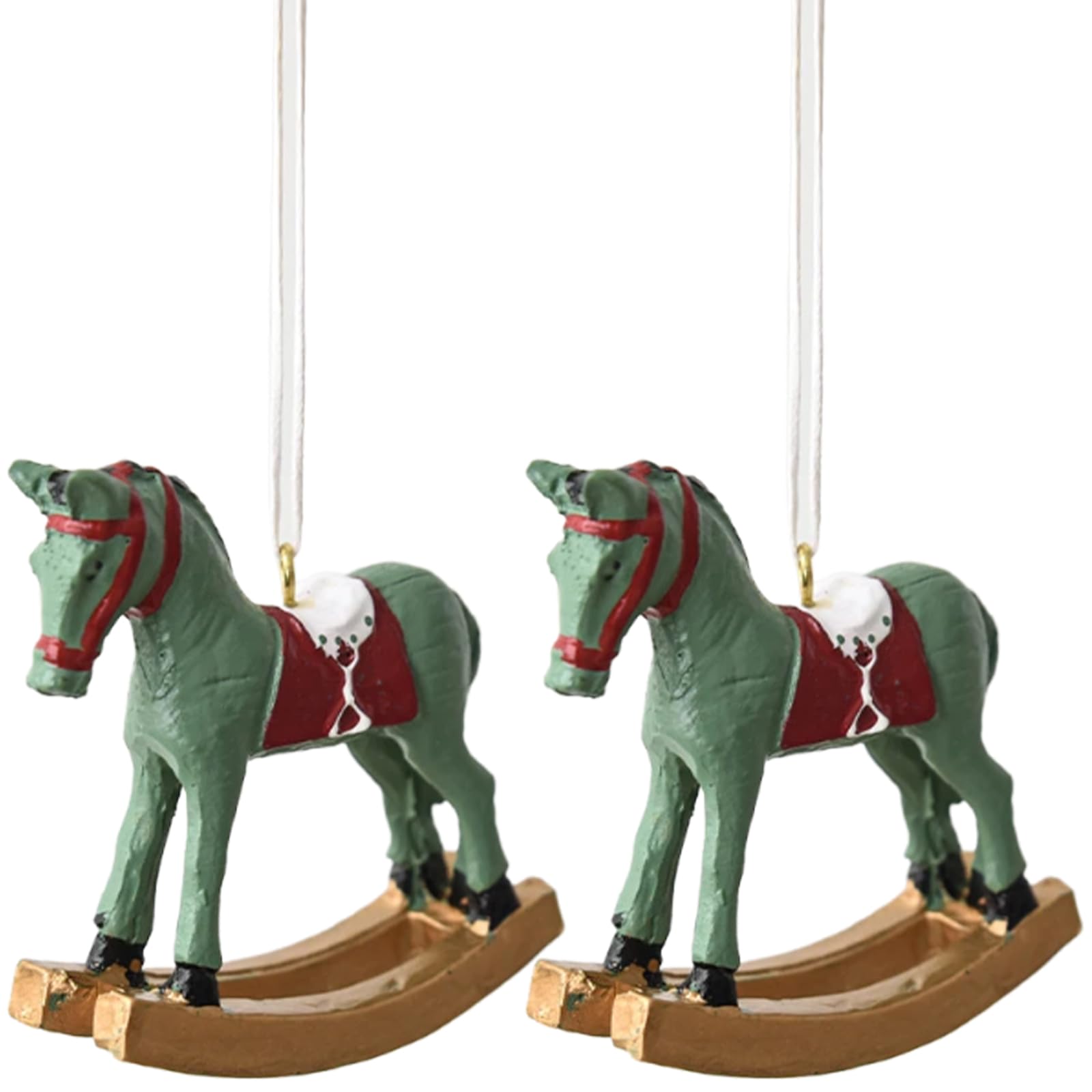 Tsophreniq 2Pcs Christmas Tree Ornament Resin Horse Sculptures Christmas Trees Hanging Decorations for Mantels Holiday Decoration Resin Sculpture
