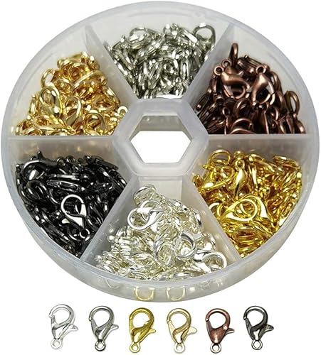 Libiline 1 caja de 240 piezas surtidas de 6 colores de aleación de zinc para joyería, collares, pulseras, sin níquel (mezcla, 0.472 x 0.276 in)