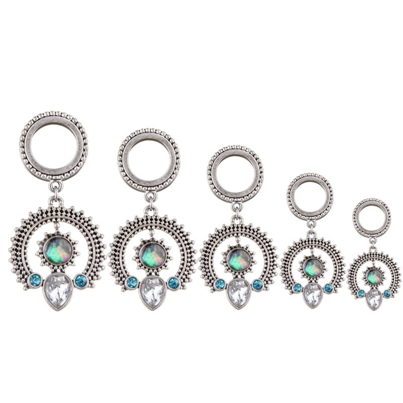 Daesar Plugs 6-20MM Edelstahl, Ohr Tunnel Set Hängend Blume mit Zirkonia Ohrringe Piercing Ohr Plug Tunnel für Damen
