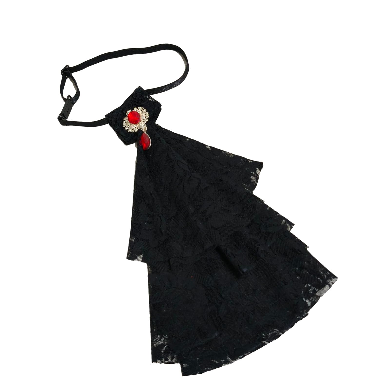 DIEKE Women's Renaissances Colonial Lace Jabot Necktie Victorian Rhinestones Ruffle Neck Collar Detachable Collar Accessory Carnivals Costume Accessories