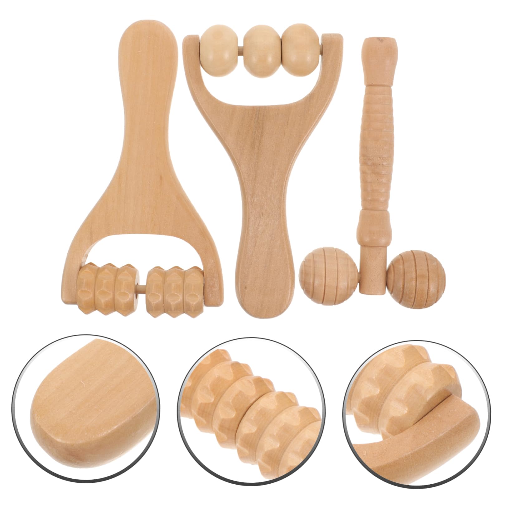 BESTYASH 4 Set Strumenti Di Massaggiatore Massaggiante Massaggio Al Collo Massaggiatore Della Spalla Massaggiatore Al Collo Strumento Di Massaggio Manuale Di Legno 3 Pezzi * 4