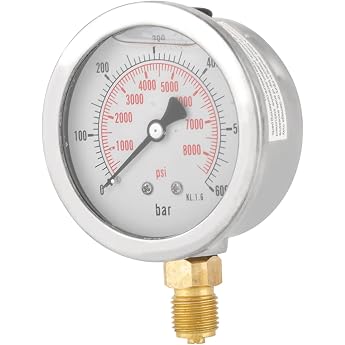 Walfront Pressure Gauge Hydraulic 400 Bar 600 Bar Water Pressure Gauge Meter Measuring Tool