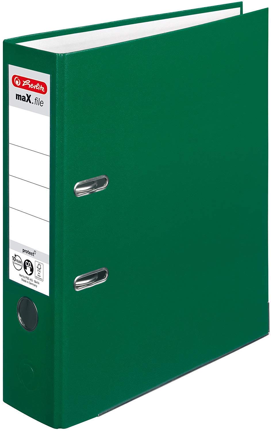 Herlitz Ordner maX.file protect A4 8cm PP-Kunststoffbezug/Papier hellgr.besch. [ Grundfarben ] 5 Farben | schwarz, rot, gelb, grün und blau (8cm Protect, Grundfarben, 10er Pack)
