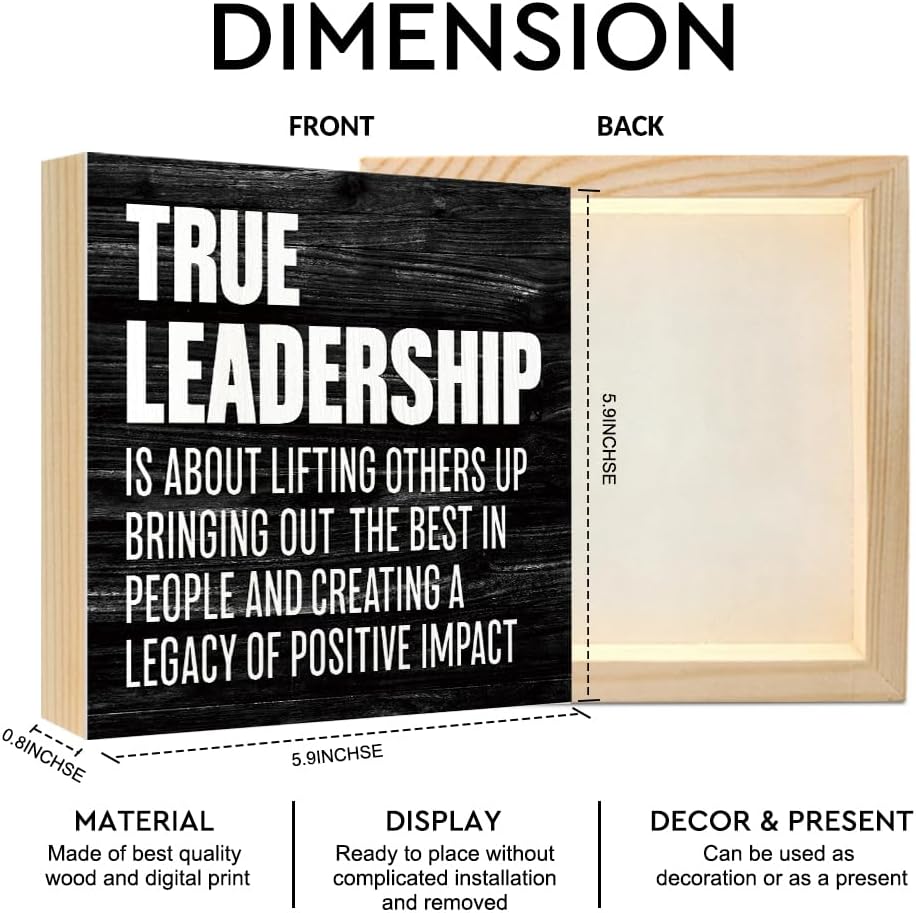 True Leadership Wood Box Signs Inspirational Gifts for Men Mentor image 2