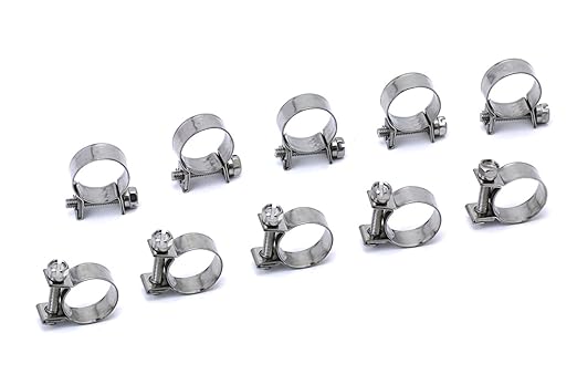 HPS Performance #13 Stainless Steel 1/4" Fuel Injection Hose Clamps 10pc Pack (11mm - 13mm) (FIC-11x10)