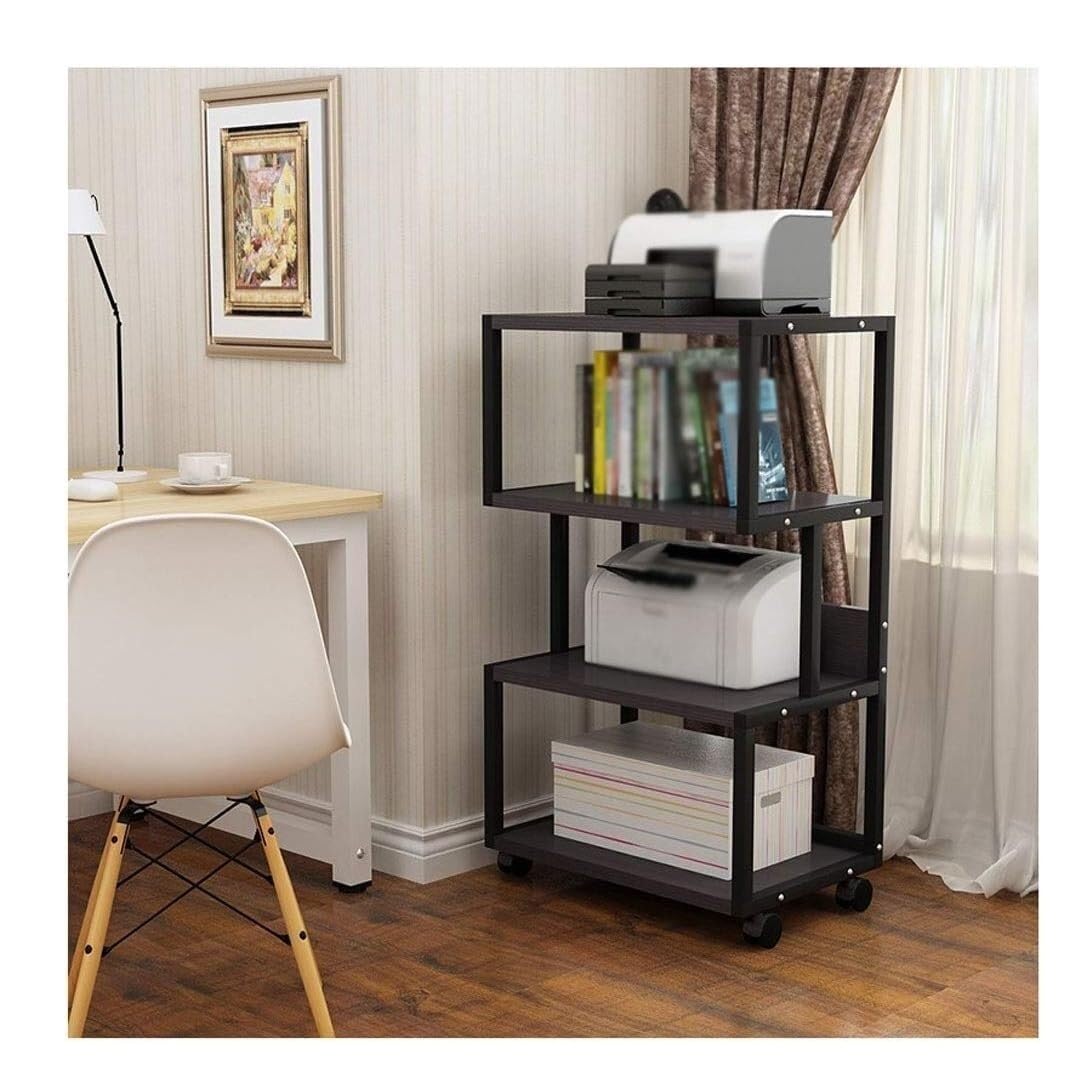 Supports Imprimantes Support D'imprimante À 4 Niveaux Chariot Mobile Cadre en Acier Multifonction Télécopieur Au Sol Étagère De Stockage pour Scanner Bureau Scanner Fax