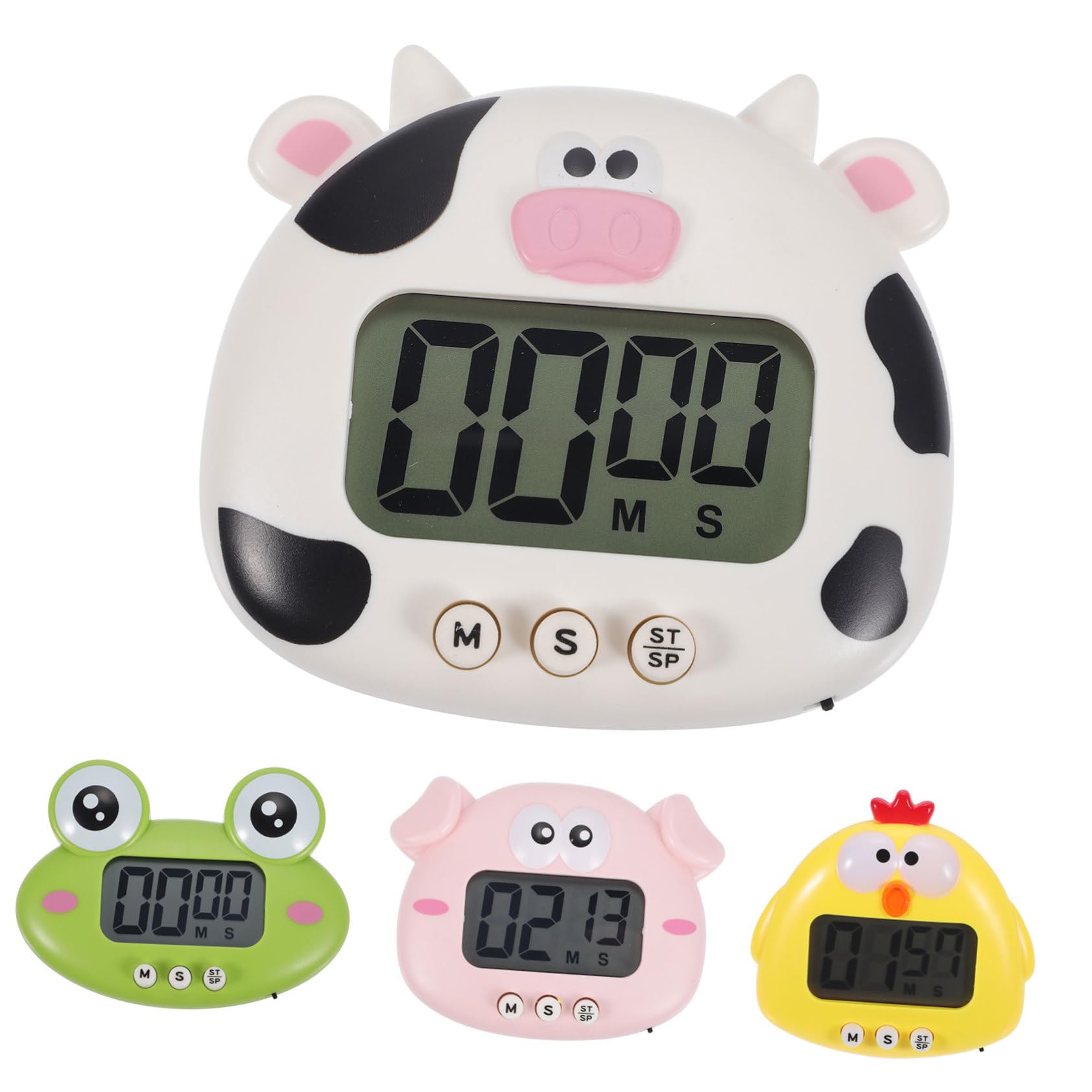 Digitale Plastica Animali Timer in Cucina Pezzi e da 4 con Cartone Animato Leggero Facile da Trasportare per Cucina e Apprendimento