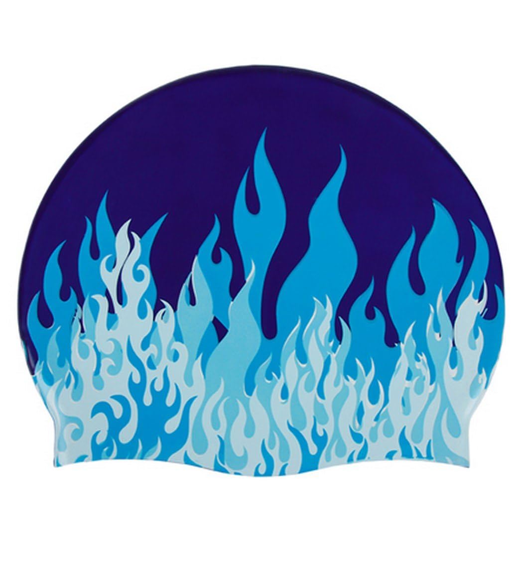 Sporti Fast Flames Silicone Swim Cap - Multi Blue โ image 1