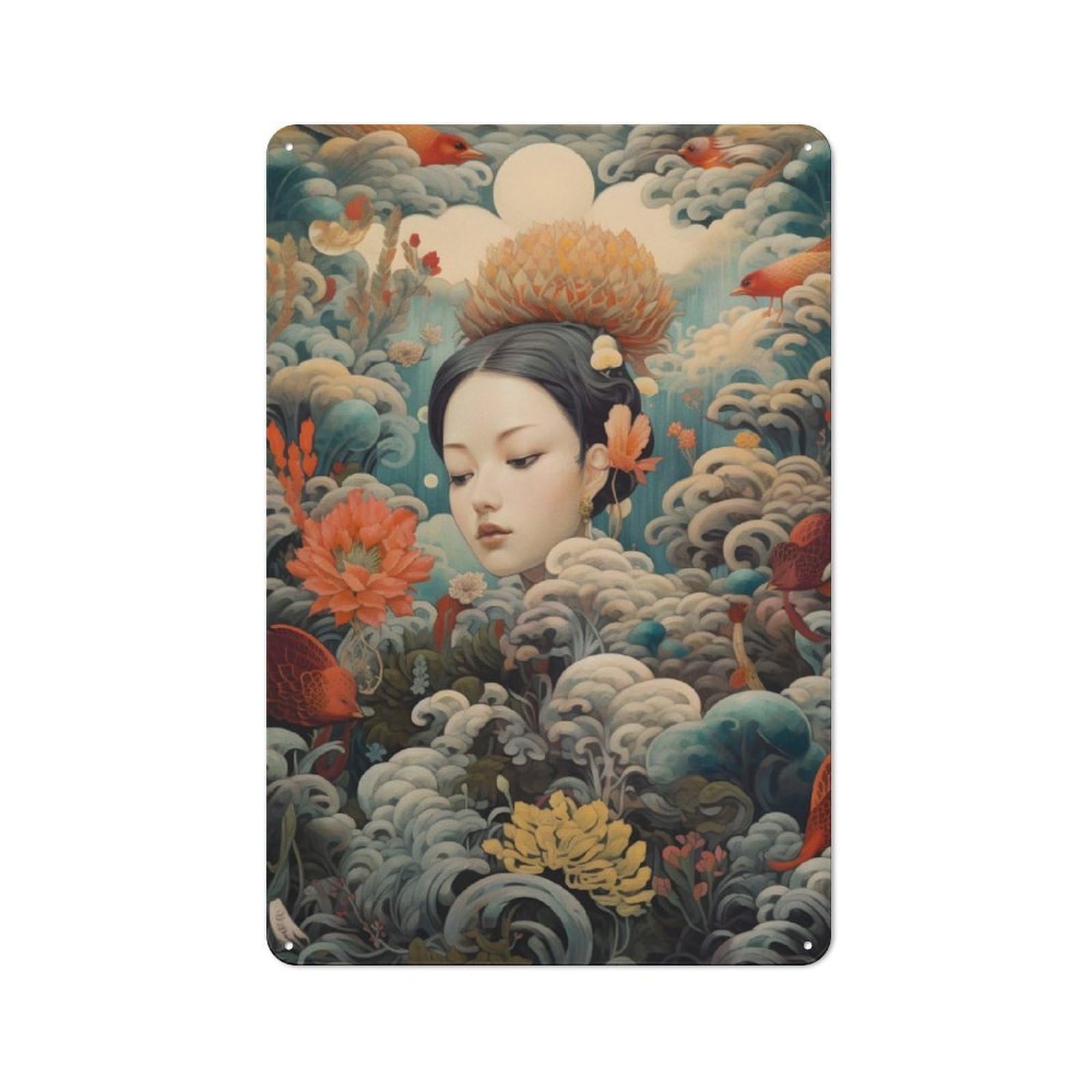 Junmoney Girls Coral Rustic Metal Sign 30X20cm Featuring For Hallway Wall, For Collectors Decorating Hallways And Entrance Areas