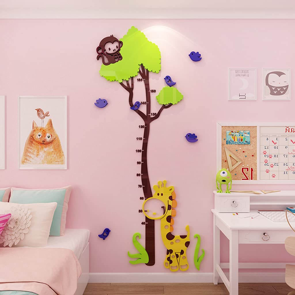 Messlatte zum Aufhängen an der Wand, Messlatte für Kinder, Wandtafel mit Messlatte für Kinder, Messlatte in Form eines kleinen Affen und Einer Giraffe für Kinder