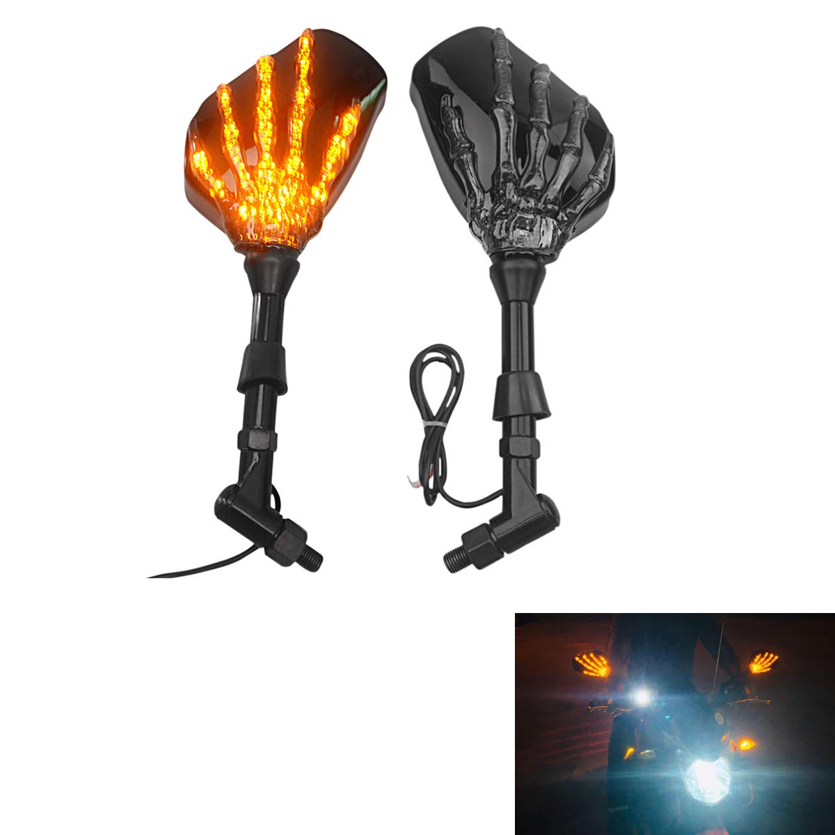 Specchietto laterale universale per moto con indicatore di direzione a LED