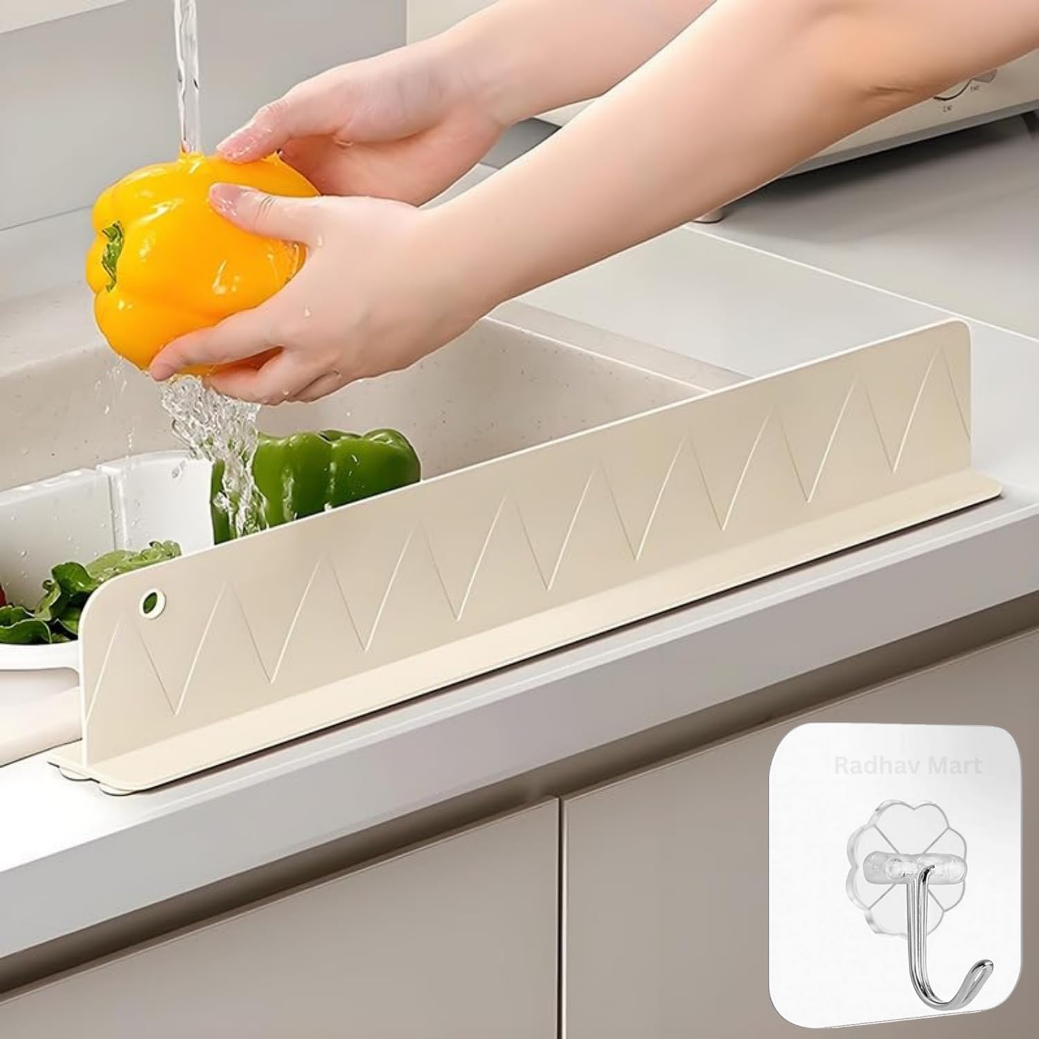 Radhav Mart Sink Splash Guard | Silicone Countertop Suction Barrier | Kitchen Water Splash Protector | Anti-Splash Shield | Flexible Water Blocking Strip | Kitchen Tools & Accessories