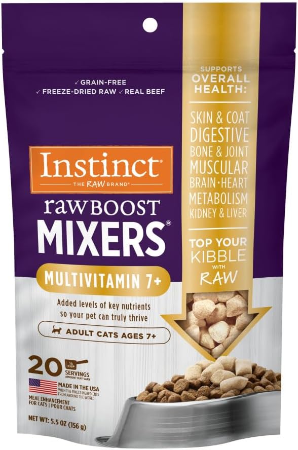 Raw Boost Mixers Freeze Dried Raw Cat Food Topper, Grain Free Cat Food Topper with Functional Ingredients 5.5 oz.