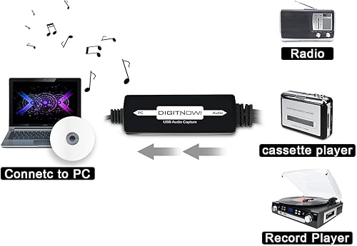 Miniatura 2 de Grabador de tarjetas de captura de audio USB para cintas de casete de vinilo a convertidor digital MP3, compatible con Mac y Windows
