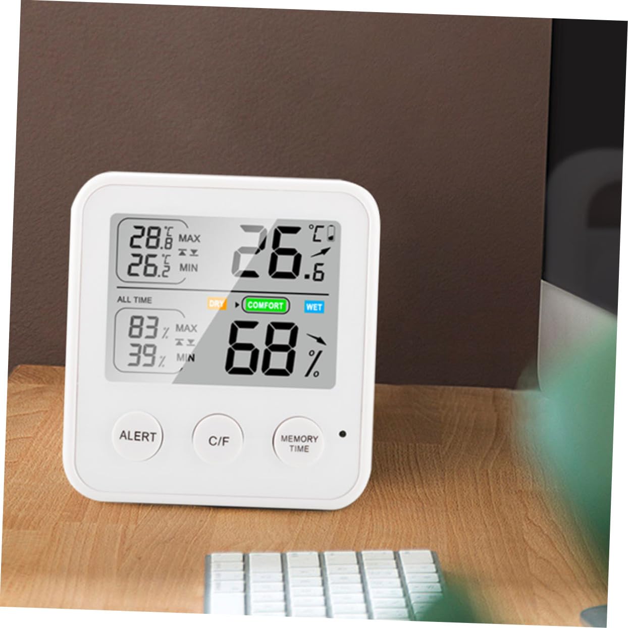 POPETPOP 3 Pièces thermomètre bebe bébé thermometre digital Température serré petit multi-outil jauge d'humidité humidimètre hygromètre Composants electroniques blanche