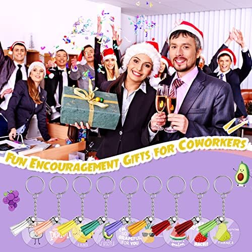 45 Pcs Funny Thank You Acrylic Keychains Fruit Pun Key Rings Greeting