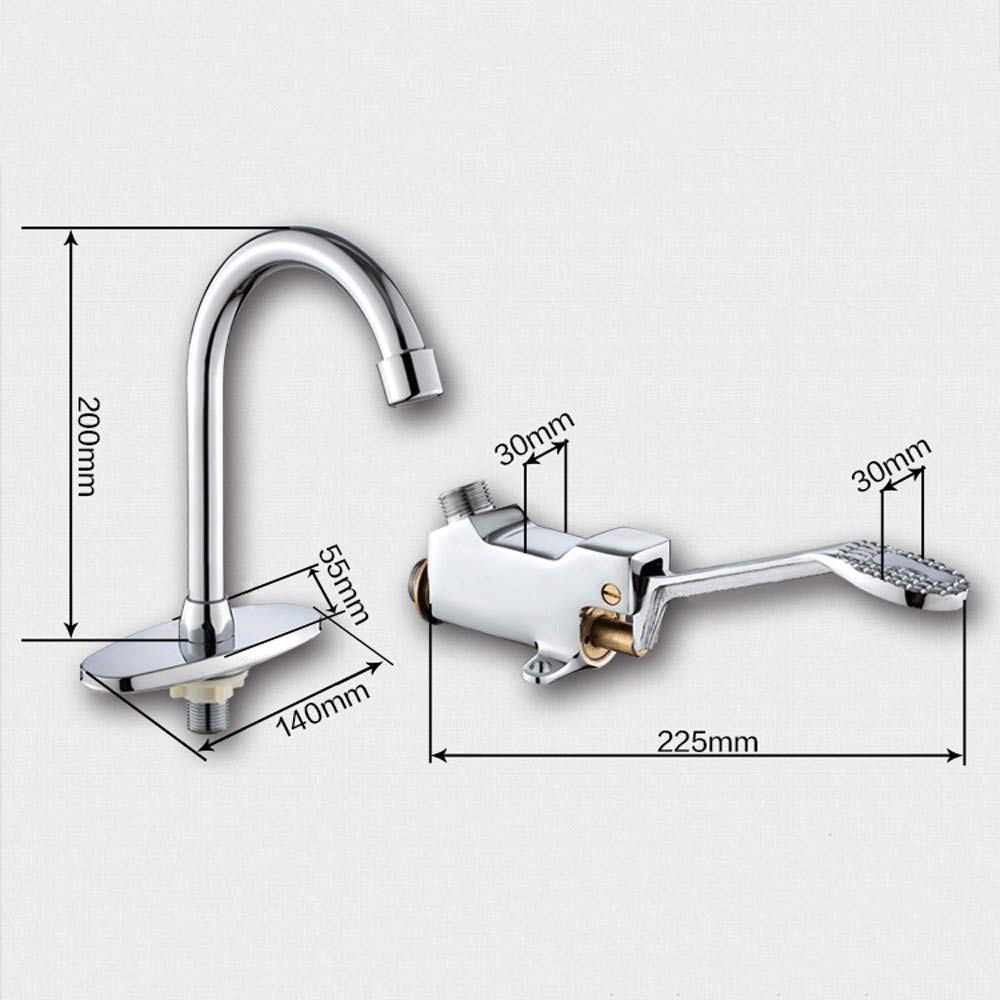 Vollkupfer-Fuß, einzelne Kaltwasser-Wasserhähne, Krankenhaus, Hotel, Restaurant, verhindern Kreuzinfektionen, Fuß-Schritt-auf-Wasserhähne, Messing, Labor-Schwenk-Mischbatterie, Gefäß-Wasserhahn