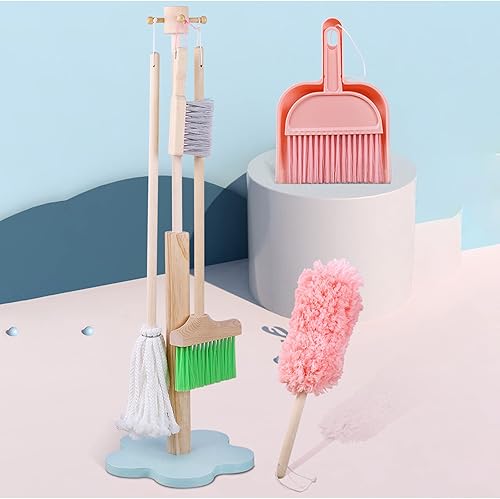 Miniatura 3 de TOOYFUL Juego de simulación desmontable de herramientas de limpieza para niños, mini plumero de escoba organizador, soporte de regalo para niños,
