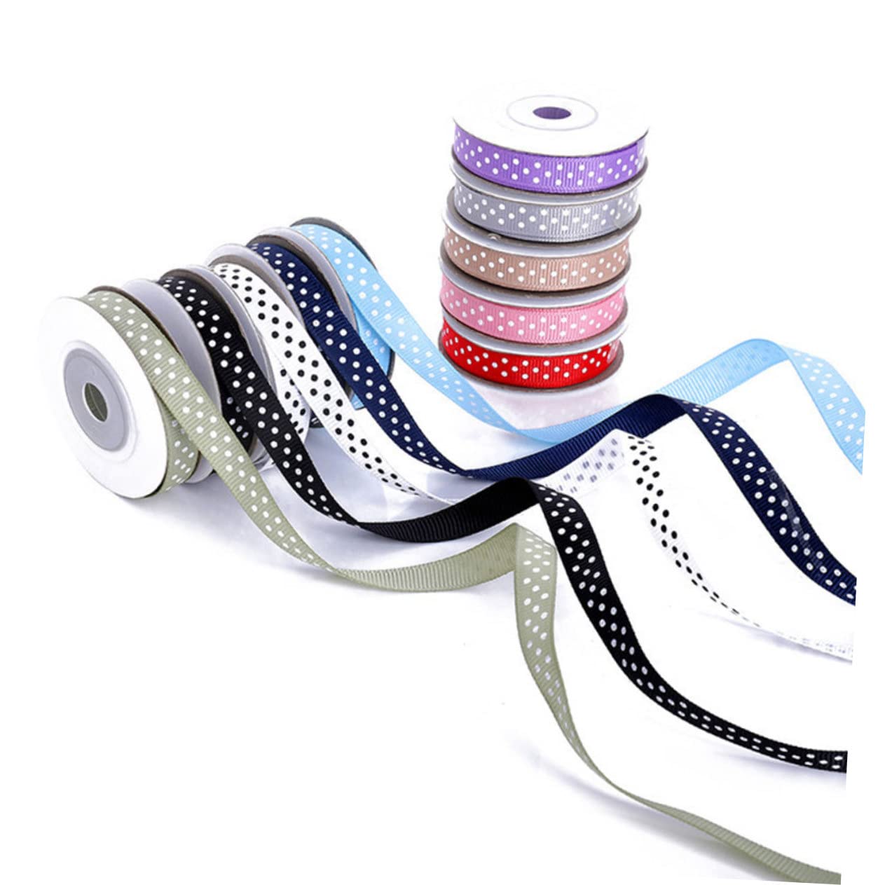 STOBOK 15rotoli Nastro Pois Doppio Yarde Di Raso Ribbed Per Decorazioni Feste Confezioni e Progetti Fai Da Te Bianco