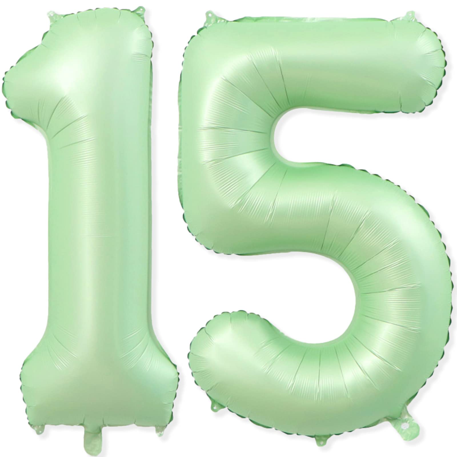 15 Balloon Number, 40 Inch Light Green Foil Balloons Giant Jumbo Helium Number 15 or 51 Balloons for 15th 51th Birthday Decorations Anniversary Events