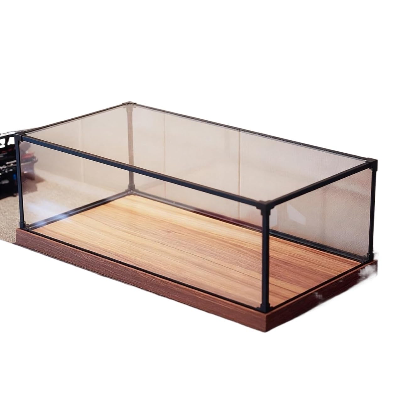 EYRMQWJPC Transparent Showcase Dust Cover, Clear Acrylic Display Case Extra Large Metal Frame Wooden Base Multiple Sizes(45x45x45cm(18x18x18in))
