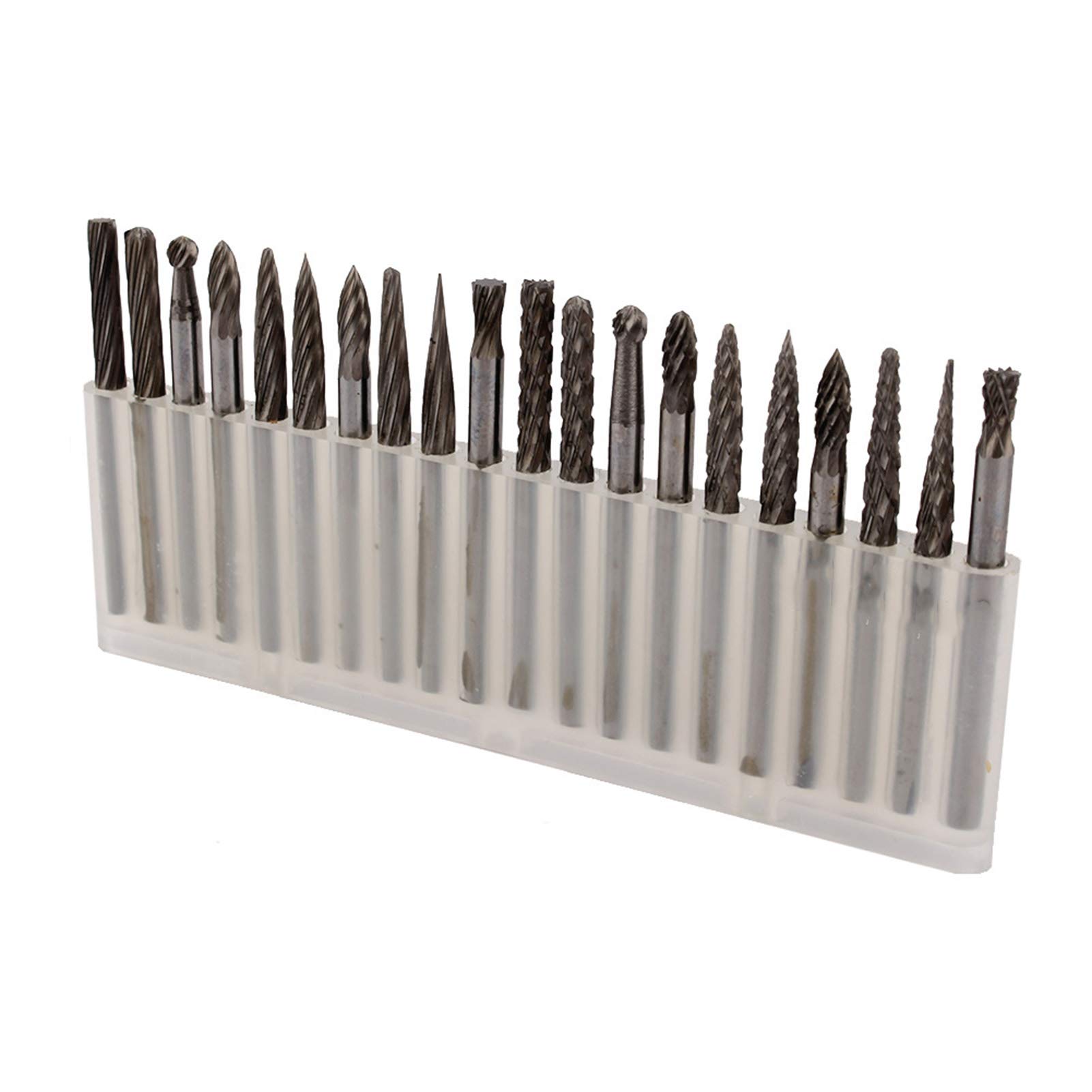 Akozon Carbide Burr Set 20szt 1/8 `` (3mm) Shank wolframu pilniki obrotowe frezy stożkowe do wiertła DIY obróbka drewna rzeźba metal polerowanie grawerowanie wiercenie