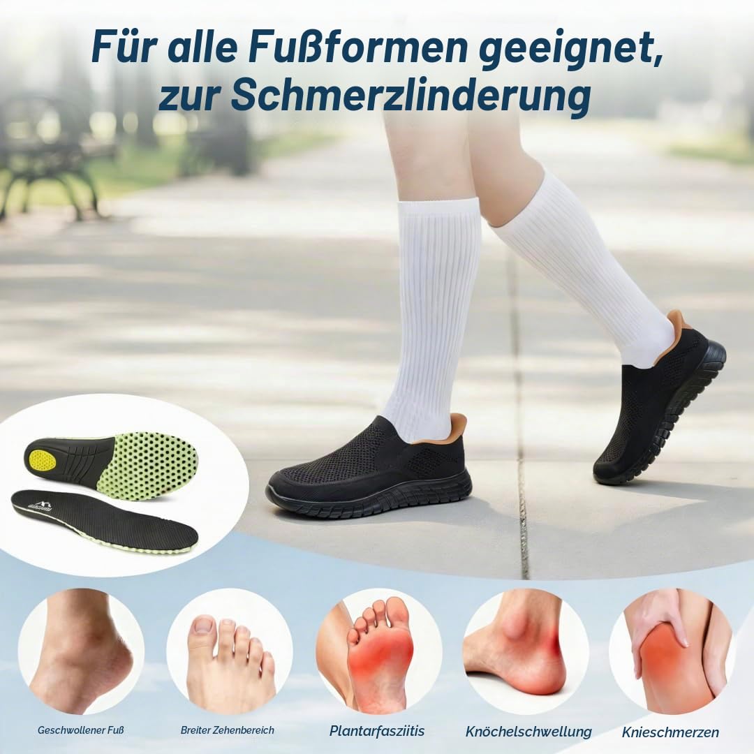 ODCKOI Slip On Sneaker Herren Fußgewölbestütze Orthopädische Schuhe | Leichte atmungsaktive Meshschuhe Mit Zehenbox Nullabsatz Sohlen Walkingschuhe für Alltag, Arbeit, Büro und langes Stehen