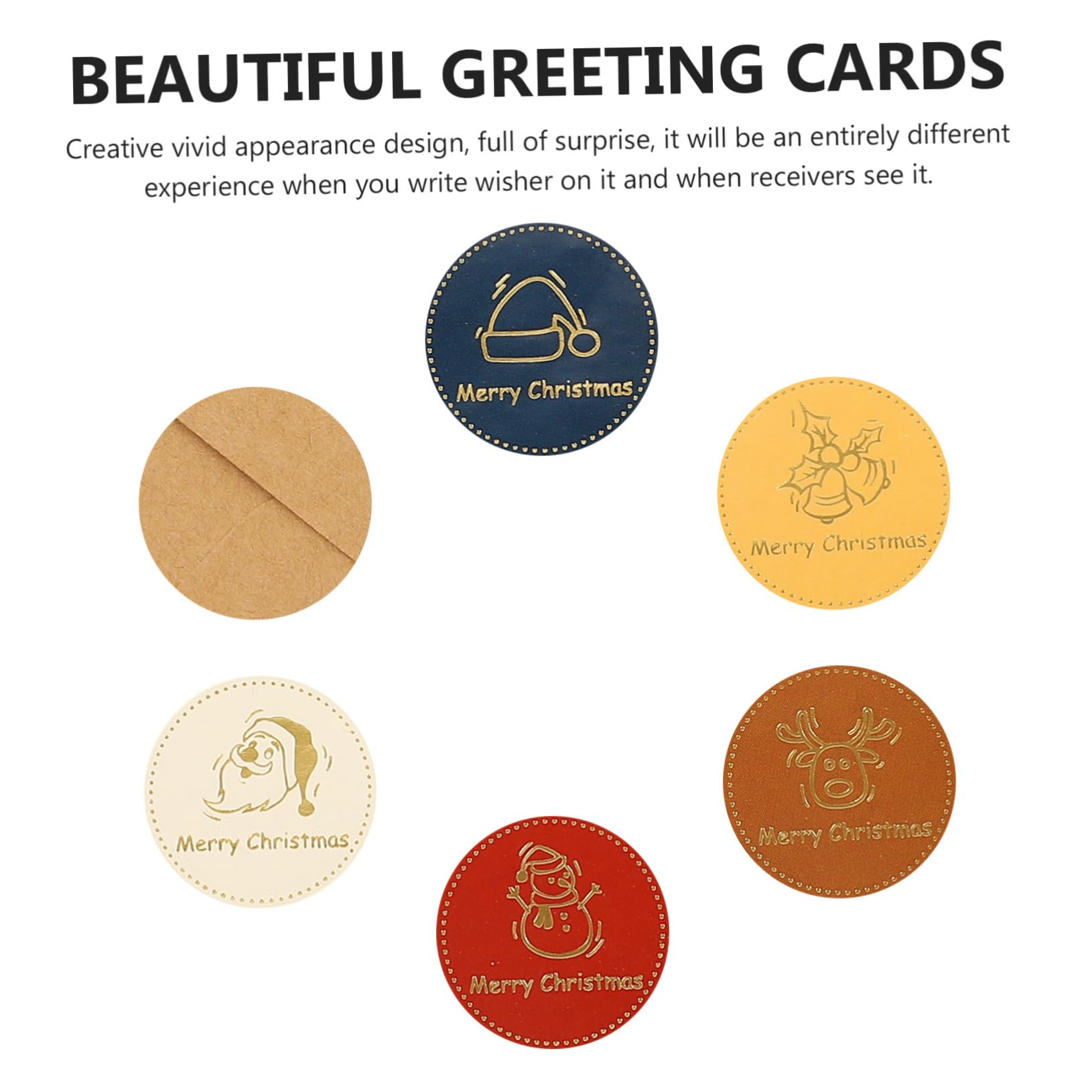Lurrose 50sätze Teiliges Weihnachtskarten Mit Cartoon-design Geschenkkarten Für Feiertage Grußkarten Weiß Rot Blau Braun Und Orange Für Weihnachtsgrüße Und Dankeskarten