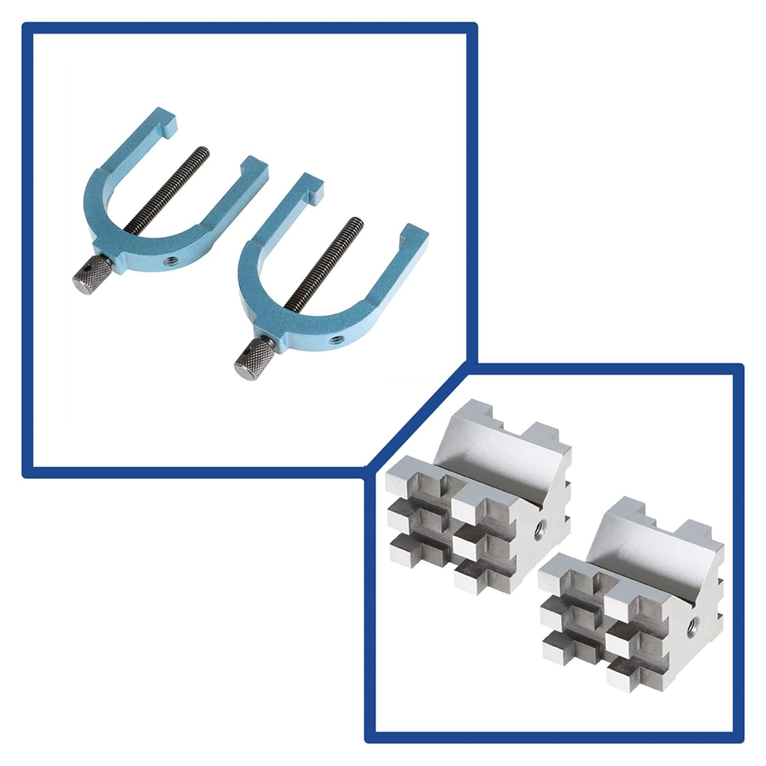 waltyotur V Block Set with Clamp Hardened Steel 90 Degree Angle Precision V Block Set 2-3/8 x 2-3/4 x 2 Multi-Use Gauge Gage Machinist Tool with Box