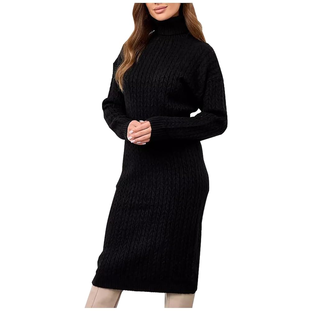 Amazon.com: Womens Long Sleeve Turtleneck Sweater Dresses Cable Knit  Bodycon Midi Pullover Jumper Dresses Oversized Fall Outfits : Clothing,  Shoes \u0026 ...